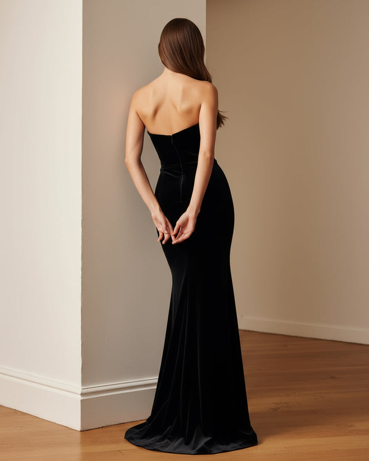 Black Velvet  Bandeau Maxi Dress SOLACE