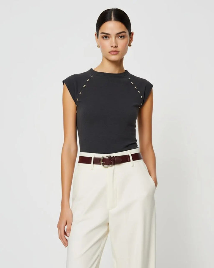 Round-Neck Sleeveless Fitted Top SOLACE