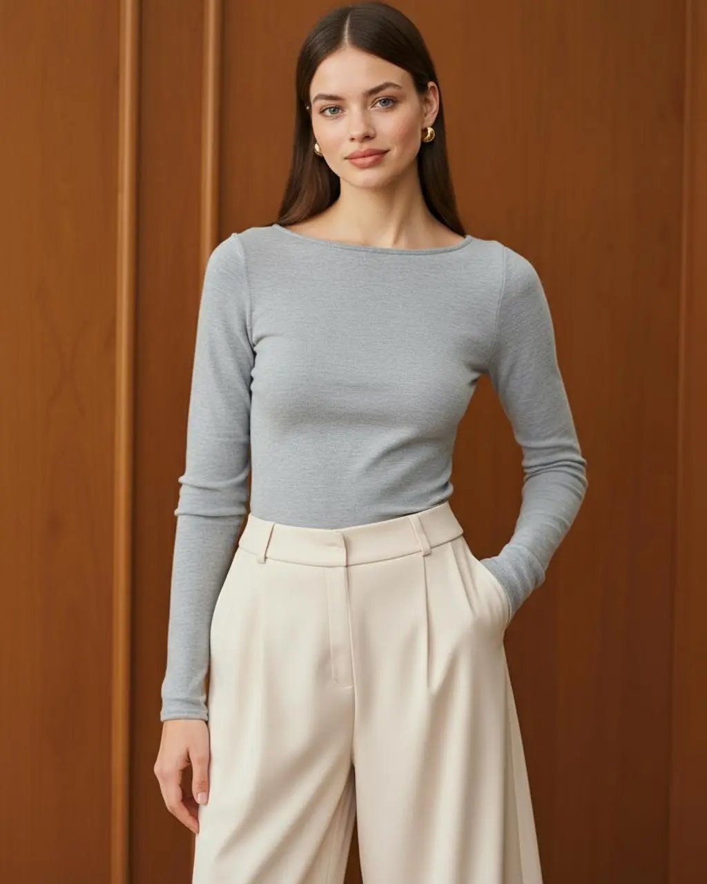 Slim-Fit Boatneck Long Sleeve Top SOLACE