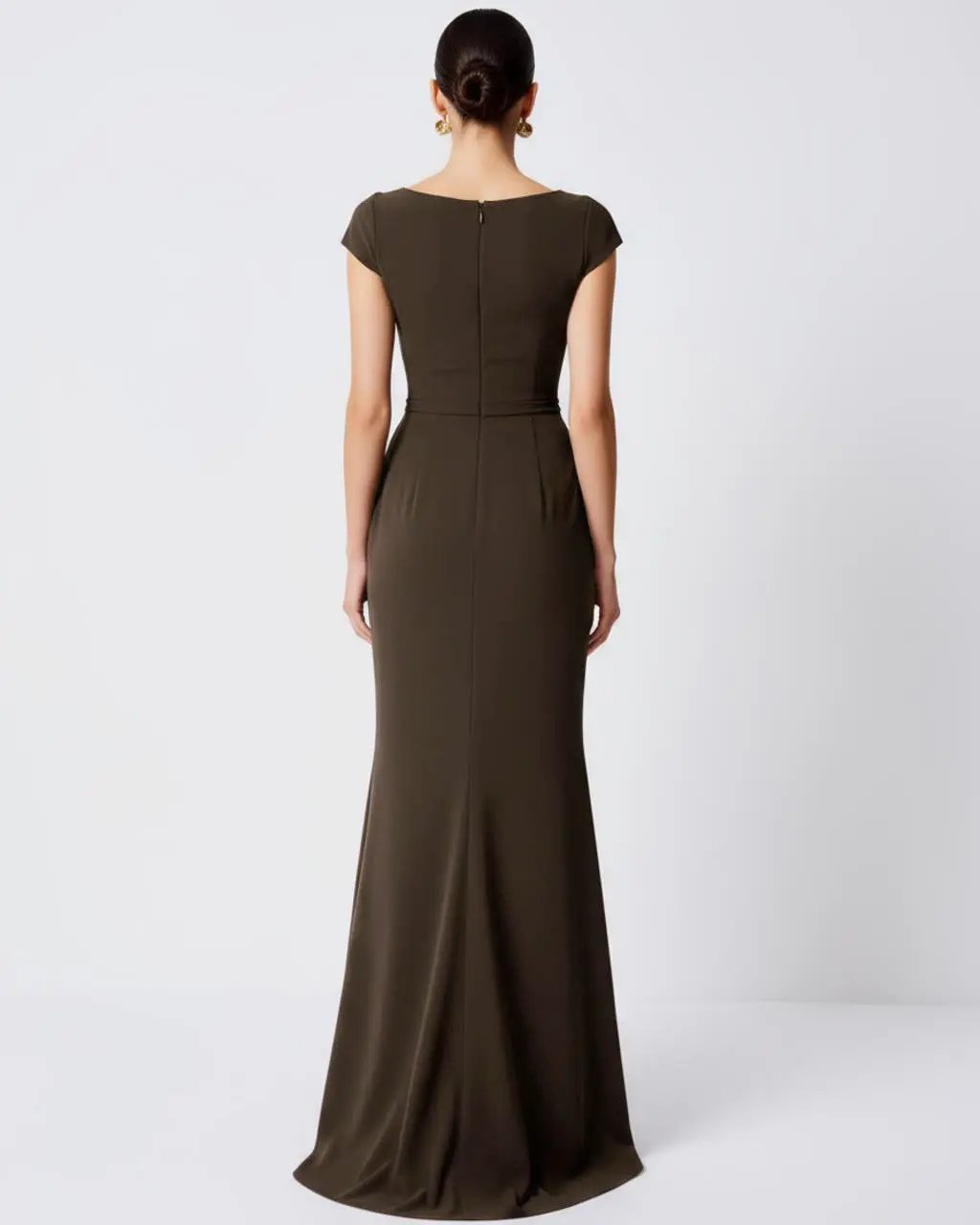 Boat Neck Decorative Pleat Dress SOLACE