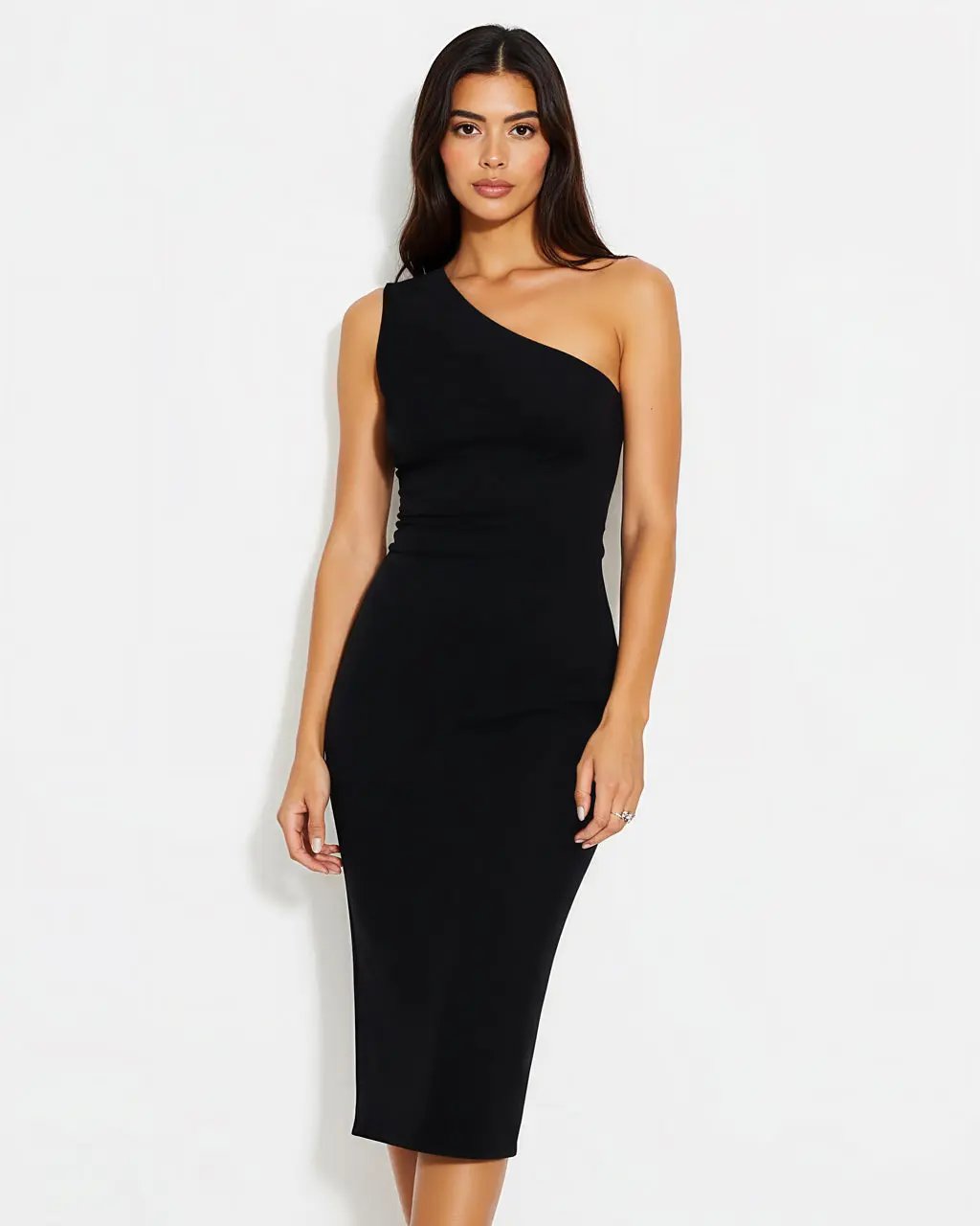 Black One Shoulder Bodycon Pencil Dress SOLACE