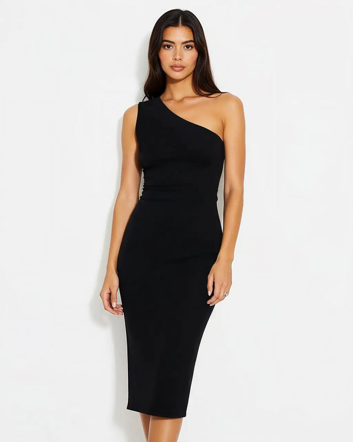 Black One Shoulder Bodycon Pencil Dress SOLACE