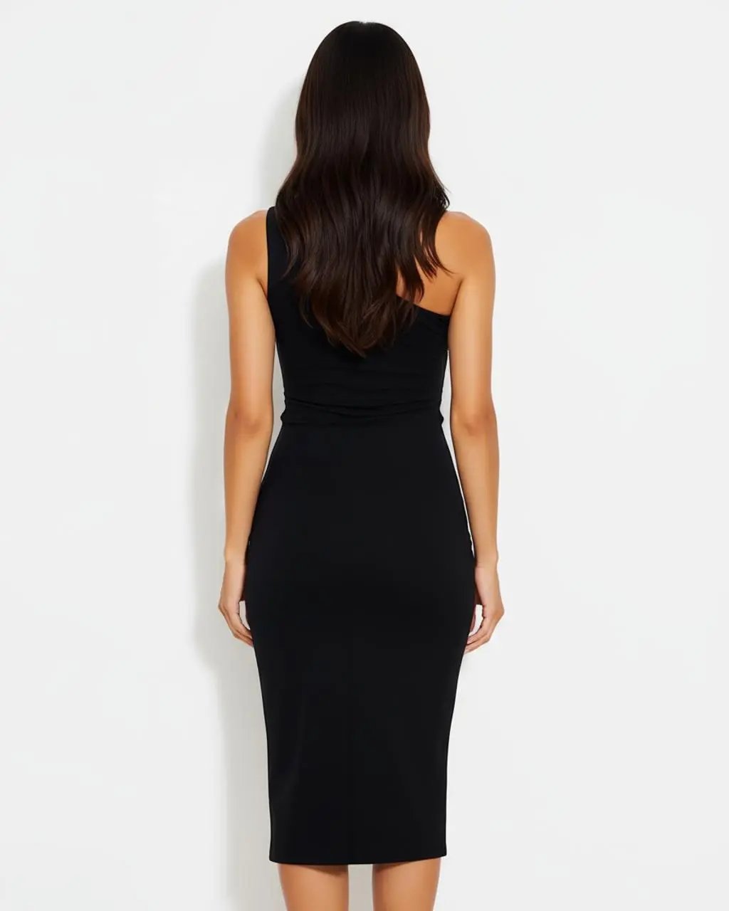 Black One Shoulder Bodycon Pencil Dress SOLACE