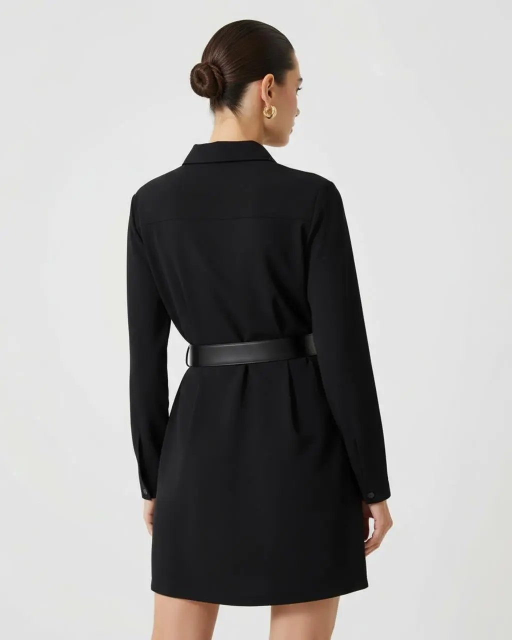 Lapel Belted Shirt Mini Dress SOLACE