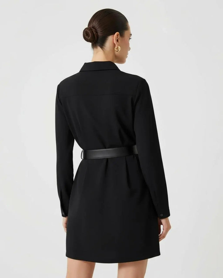 Lapel Belted Shirt Mini Dress SOLACE