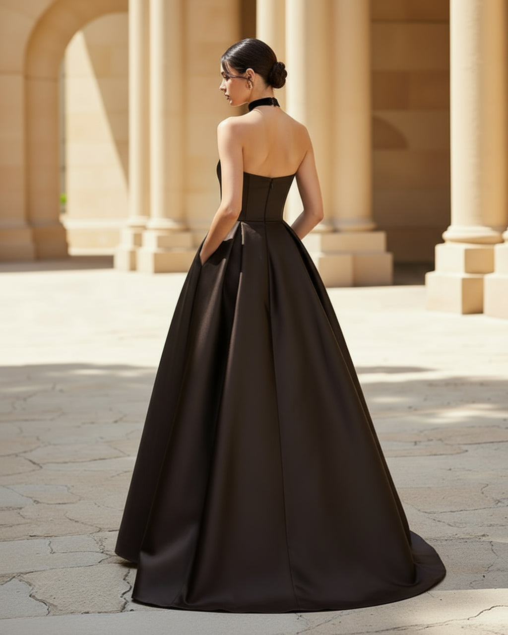 Elegant A Line Satin Strapless Evening Dress SOLACE