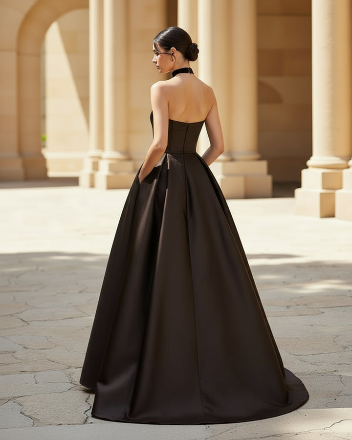 Elegant A Line Satin Strapless Evening Dress SOLACE