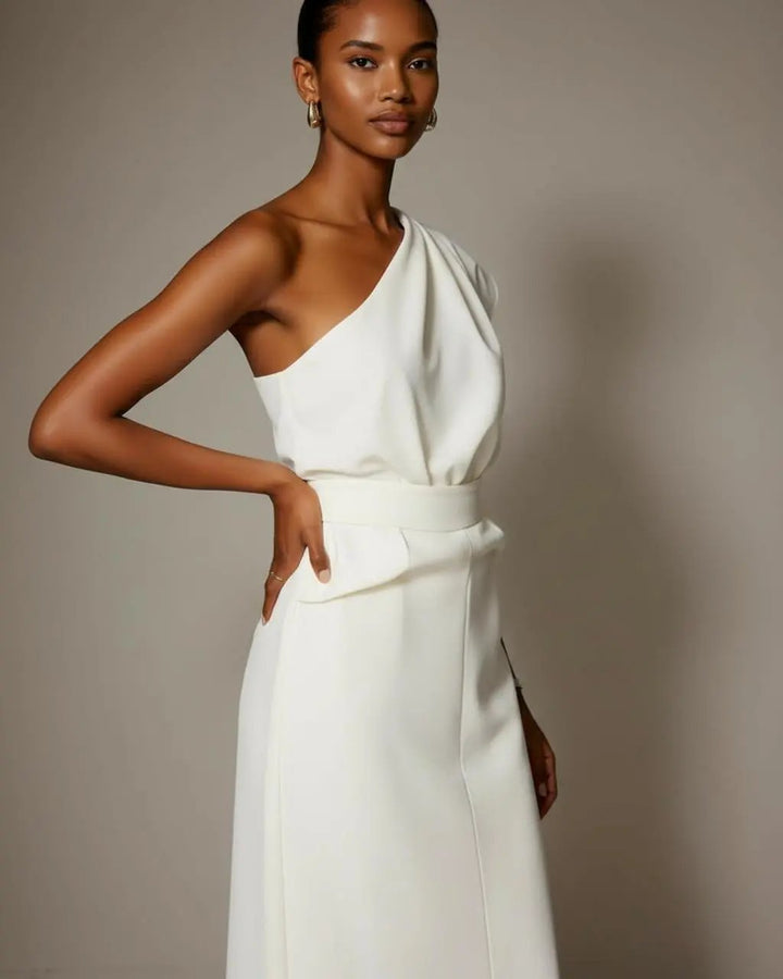 One-Shoulder Fitted Midi Dress SOLACE