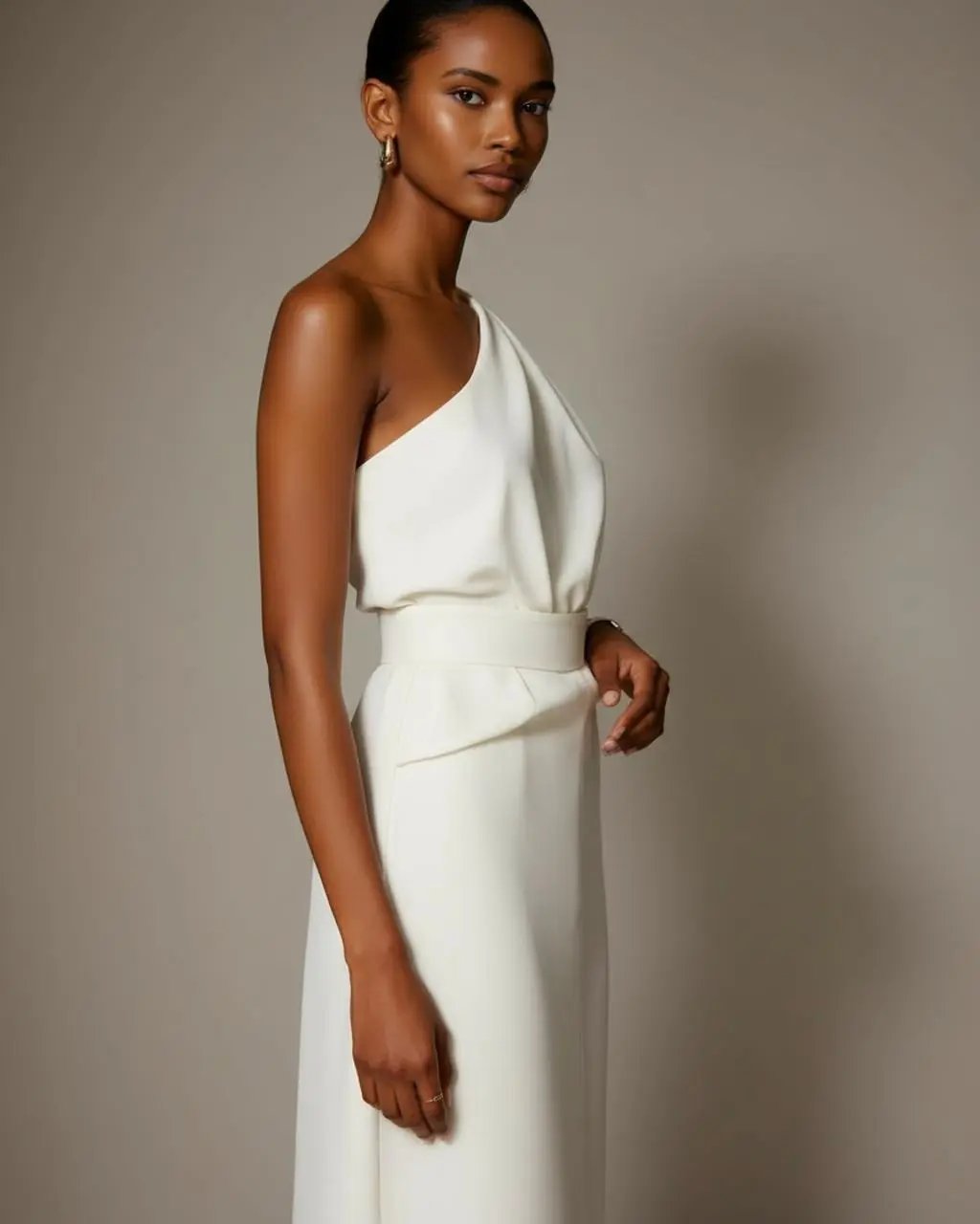 One-Shoulder Fitted Midi Dress SOLACE