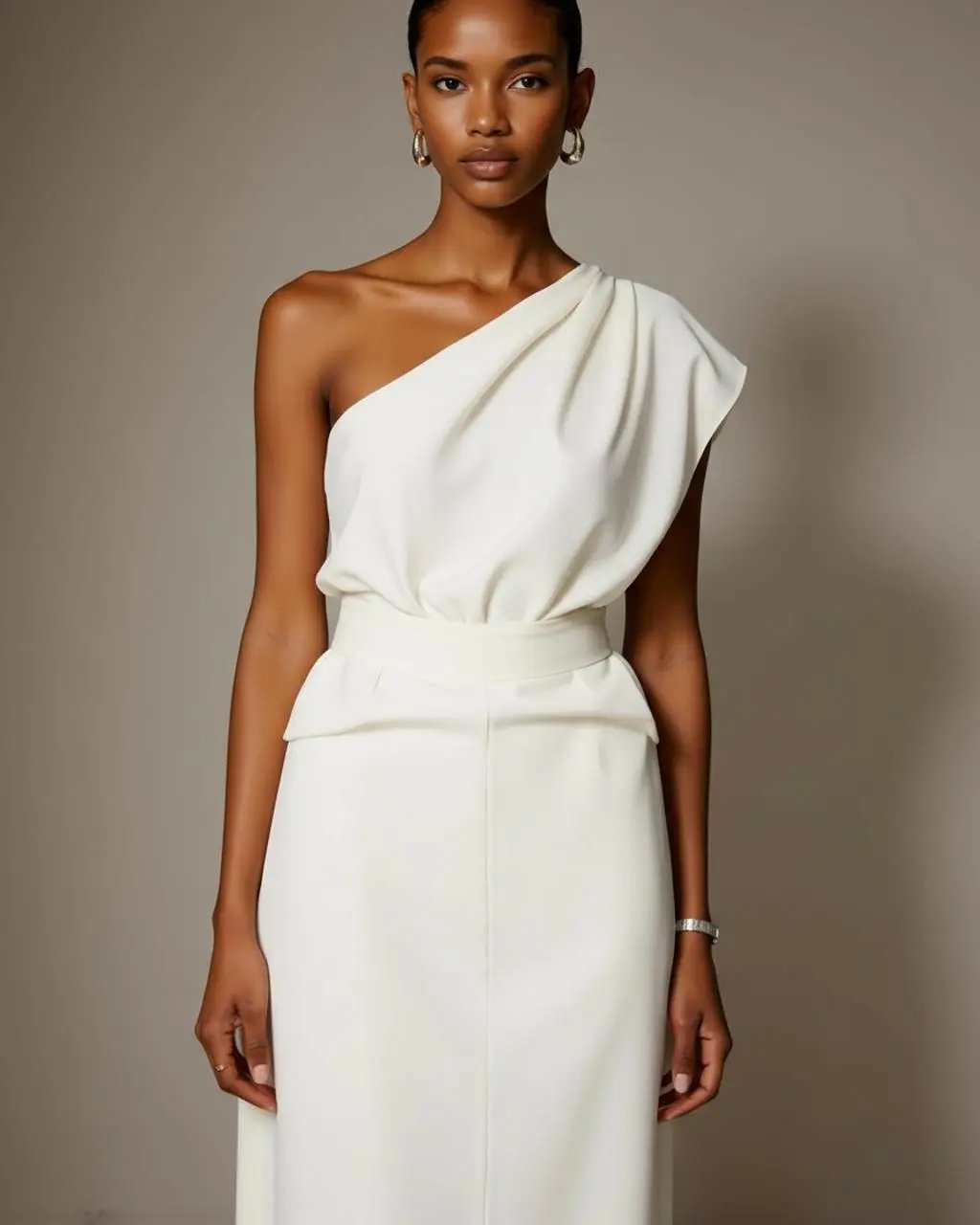 One-Shoulder Fitted Midi Dress SOLACE