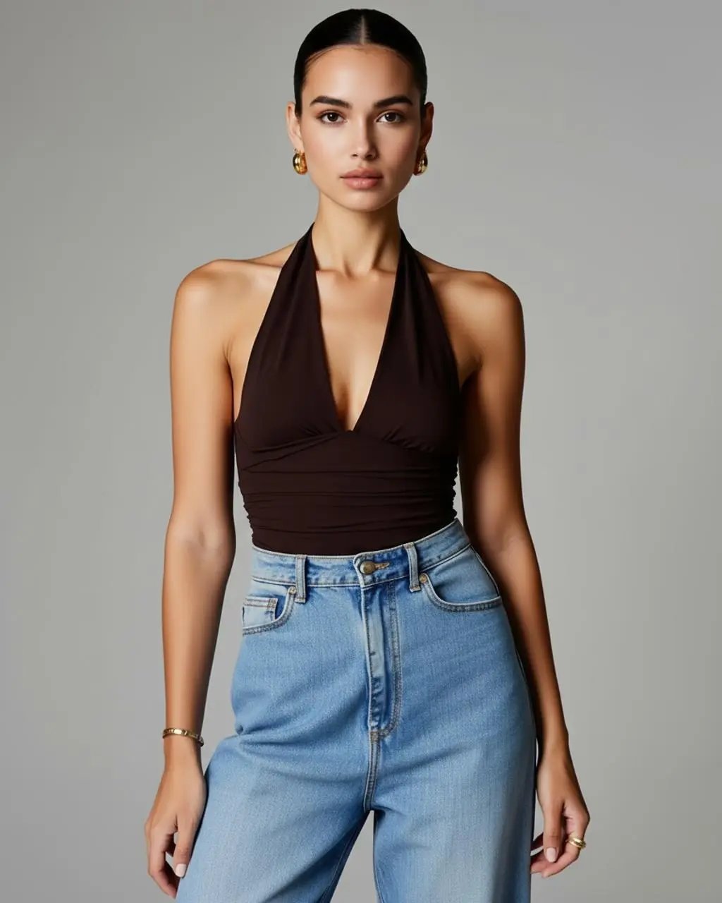Soft Touch Halter V-Neck Backless Top SOLACE