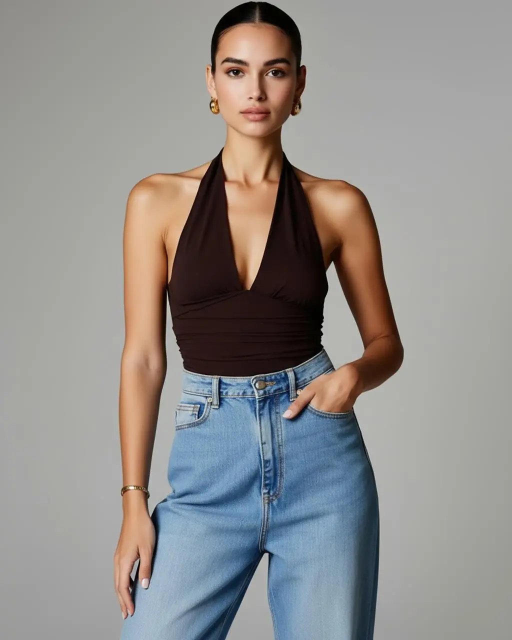 Soft Touch Halter V-Neck Backless Top SOLACE