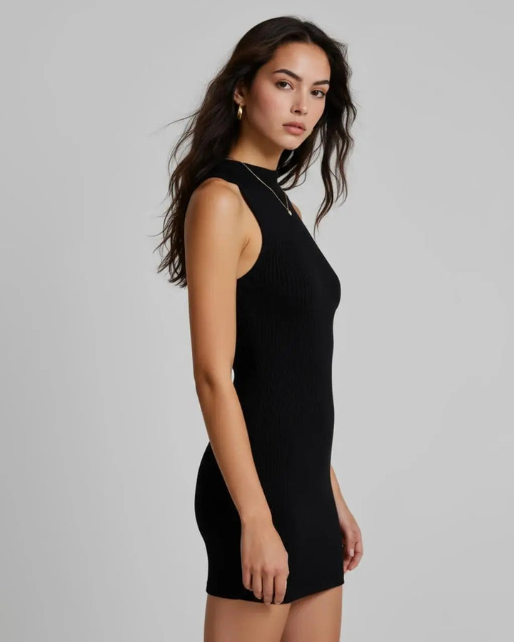 Black Slim-Fit Mini Tank Dress SOLACE