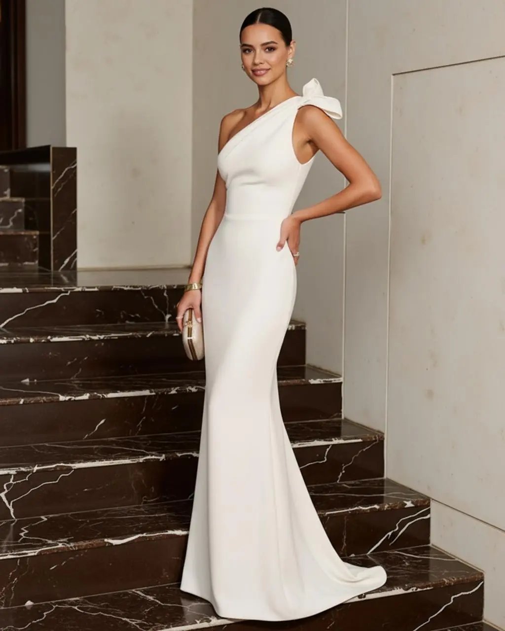 One-Shoulder Bow Maxi Dress SOLACE