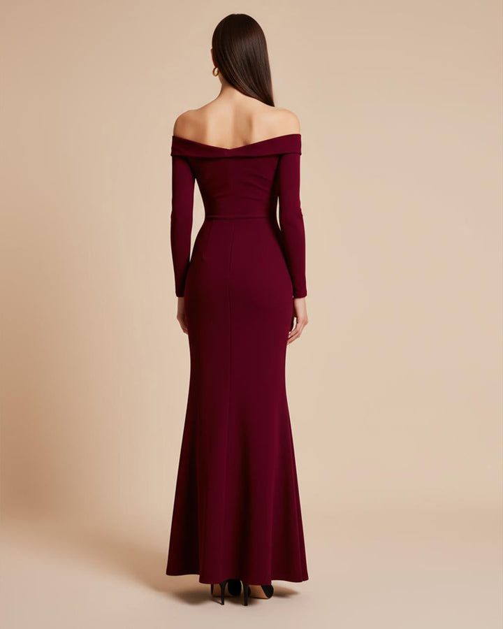 Elegant Solid Color Off Shoulder Mermaid Dress SOLACE