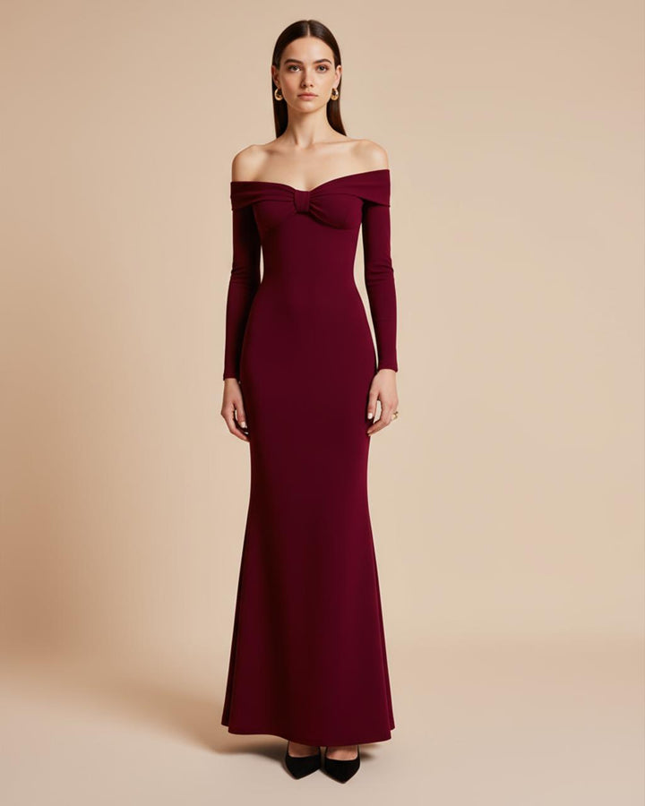 Elegant Solid Color Off Shoulder Mermaid Dress SOLACE