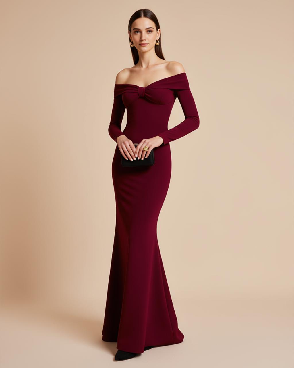 Elegant Solid Color Off Shoulder Mermaid Dress SOLACE