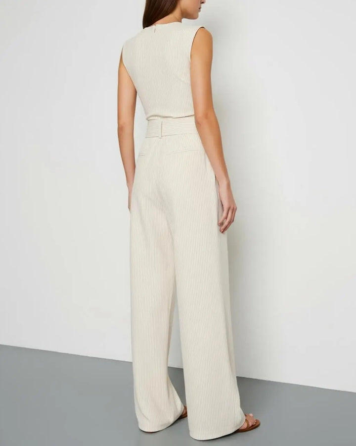 White Belted Wide-Leg Jumpsuit SOLACE