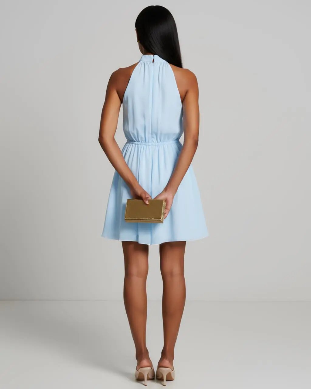 Halter Neck Fitted Waist Mini Dress SOLACE