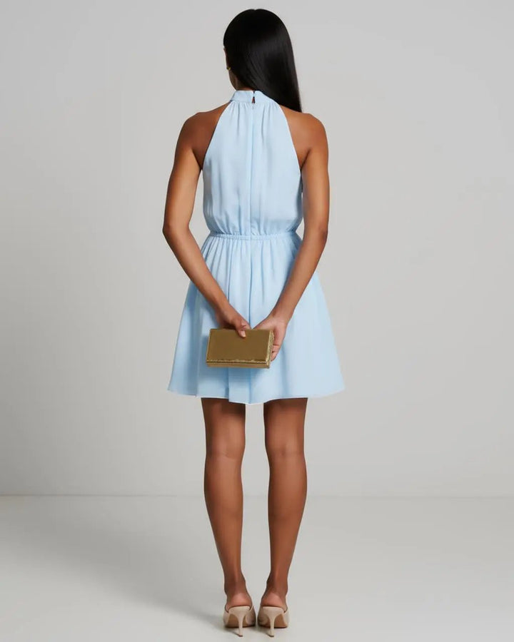 Halter Neck Fitted Waist Mini Dress SOLACE