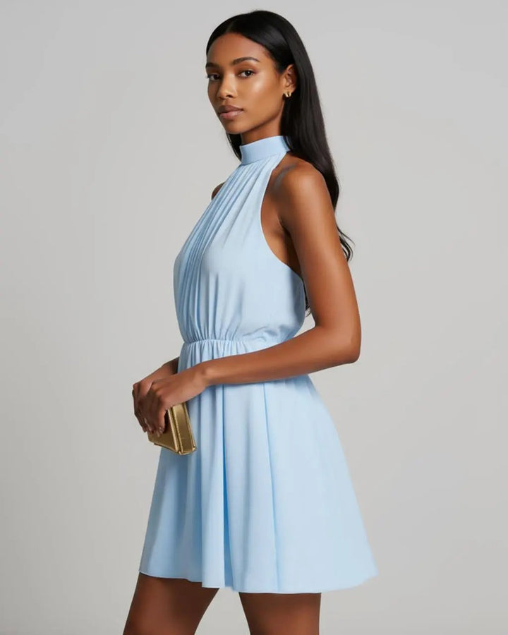 Halter Neck Fitted Waist Mini Dress SOLACE