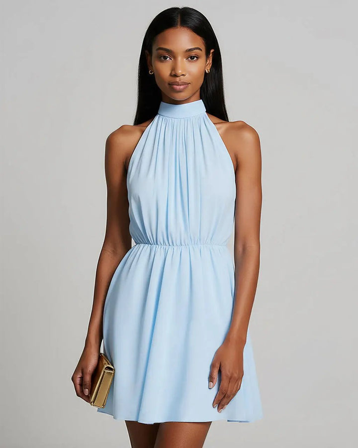 Halter Neck Fitted Waist Mini Dress SOLACE