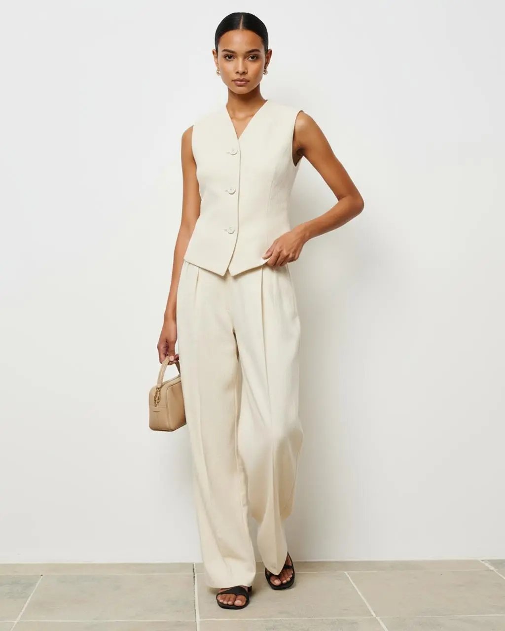 V-neck Sleeveless Vest and Pants Set SOLACE