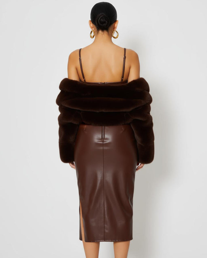 Brown Leather Strappy Midi Dress SOLACE