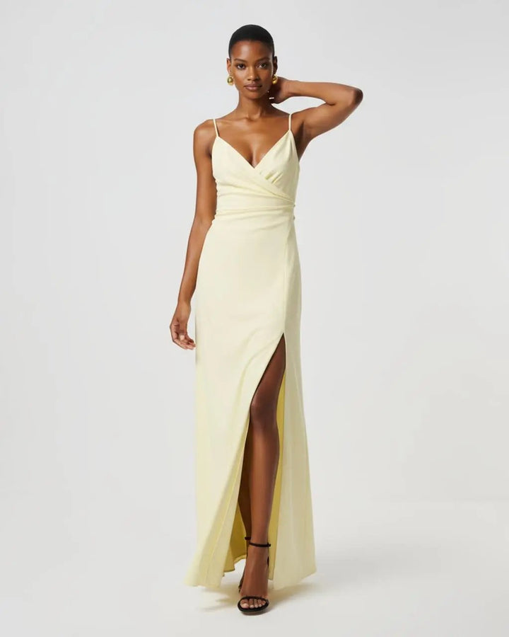 V-Neck Spaghetti Strap Wrap Maxi Dress SOLACE