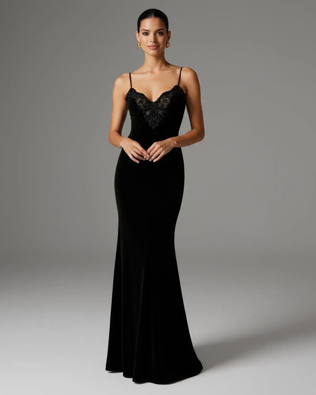 Black Lace-Trim Slip Dress SOLACE