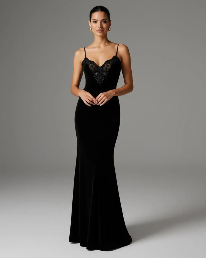 Black Lace-Trim Slip Dress SOLACE