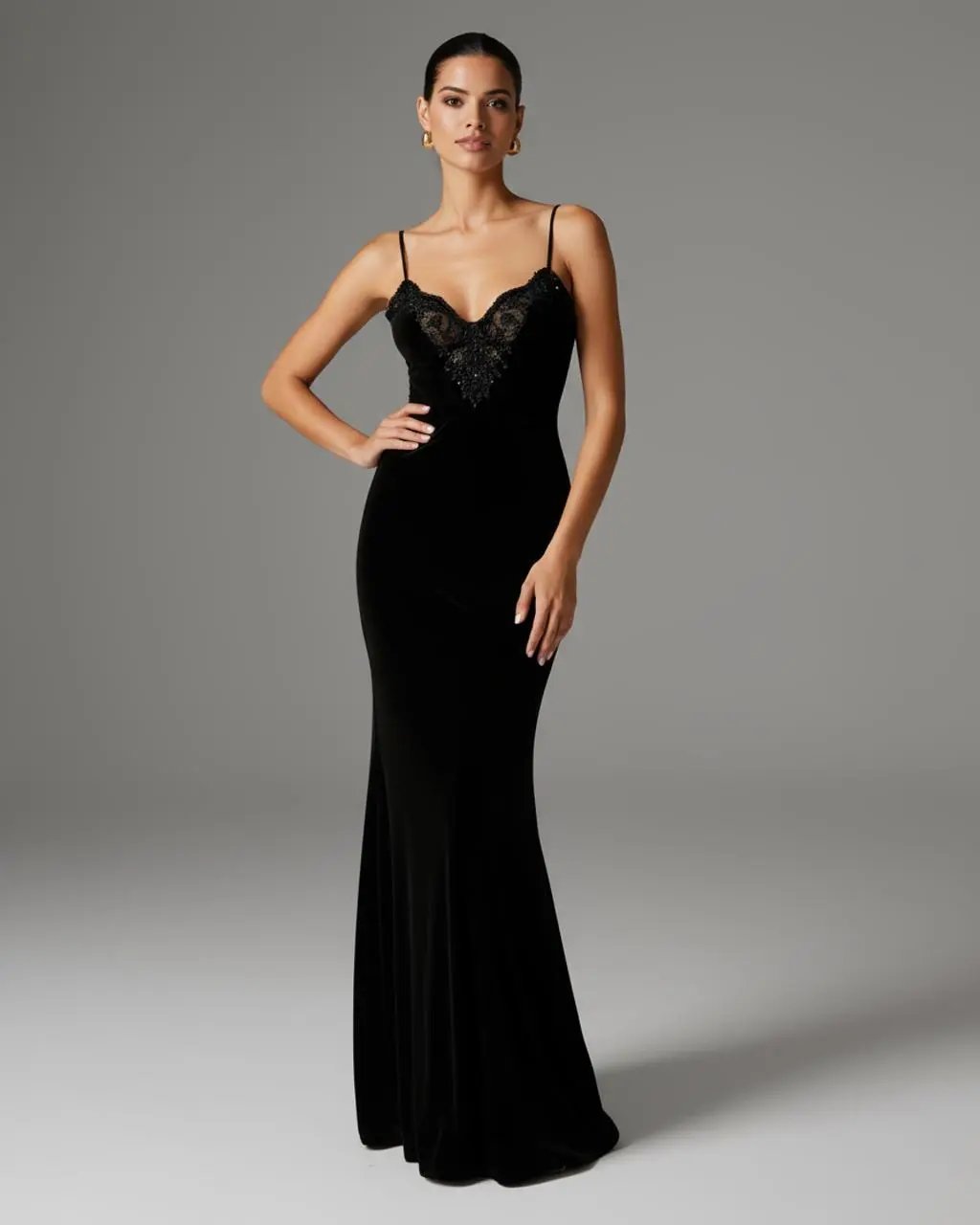 Black Lace-Trim Slip Dress SOLACE