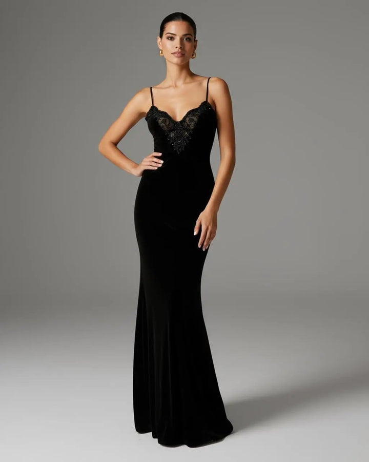 Black Lace-Trim Slip Dress SOLACE