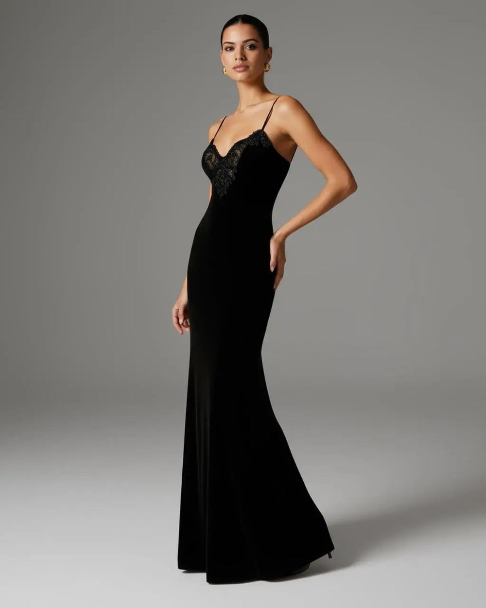 Black Lace-Trim Slip Dress SOLACE