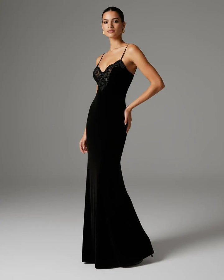 Black Lace-Trim Slip Dress SOLACE