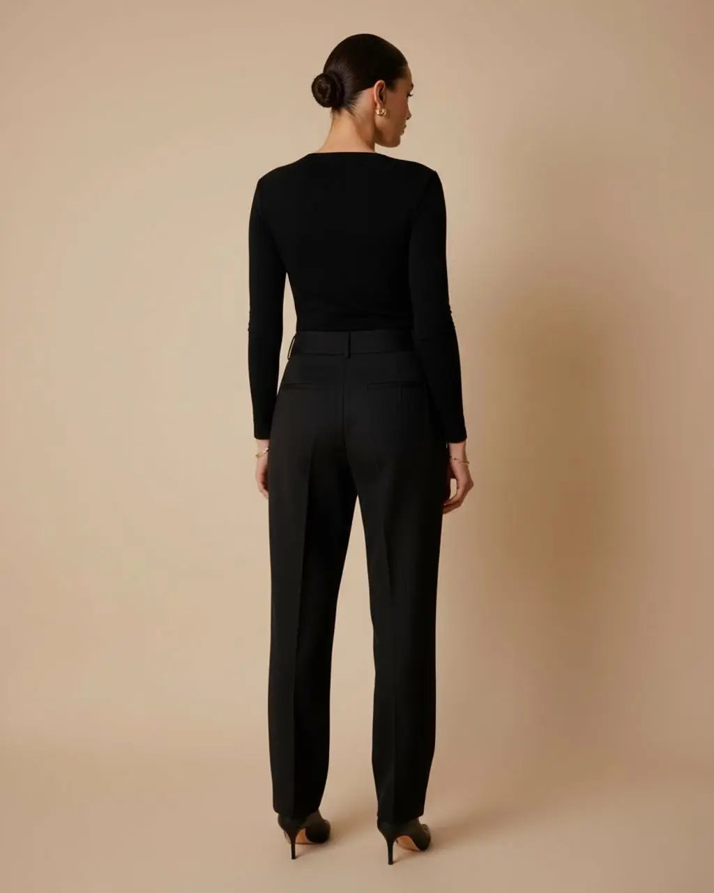 Black Asymmetric Twist-Shoulder Top SOLACE