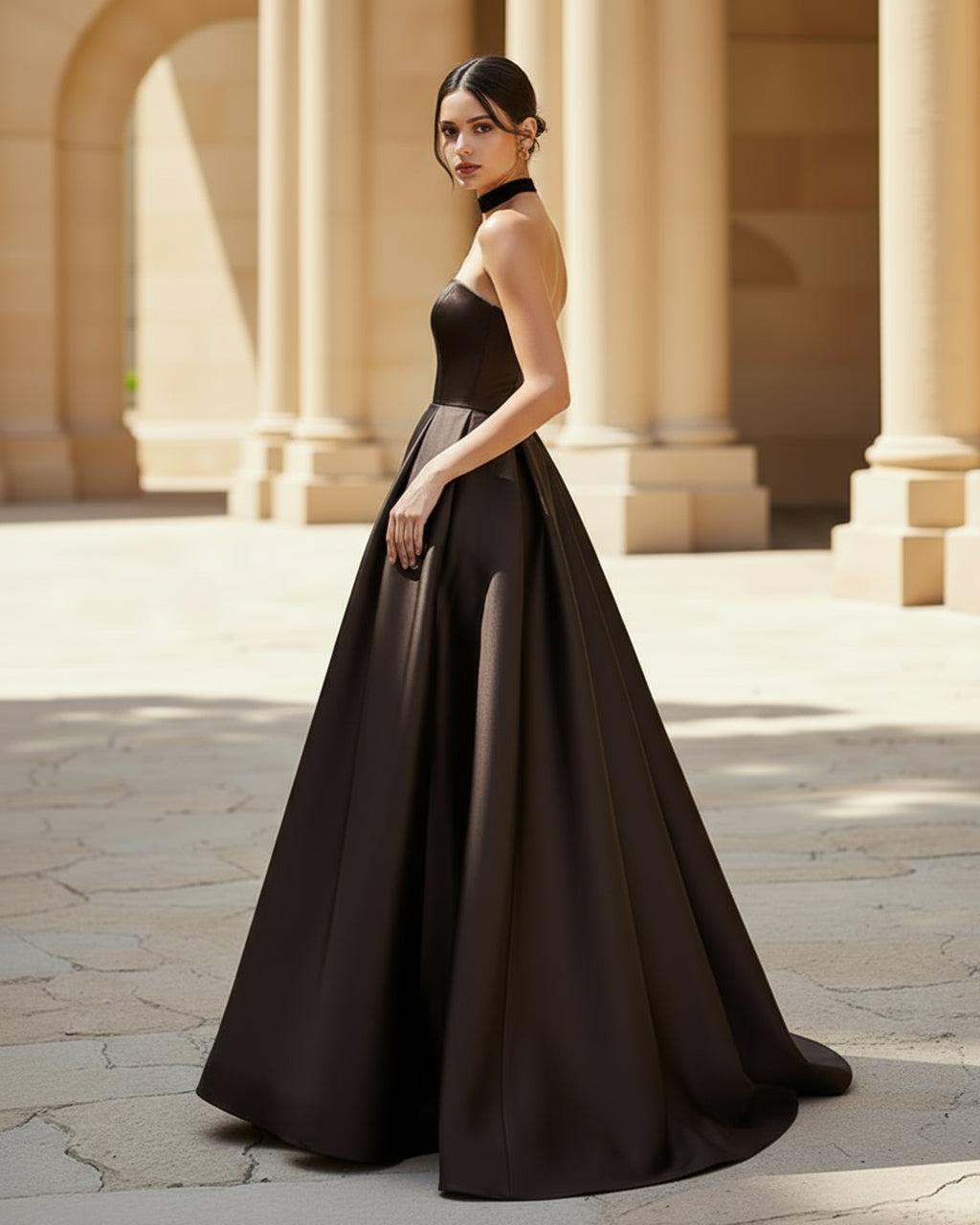 Elegant A Line Satin Strapless Evening Dress SOLACE