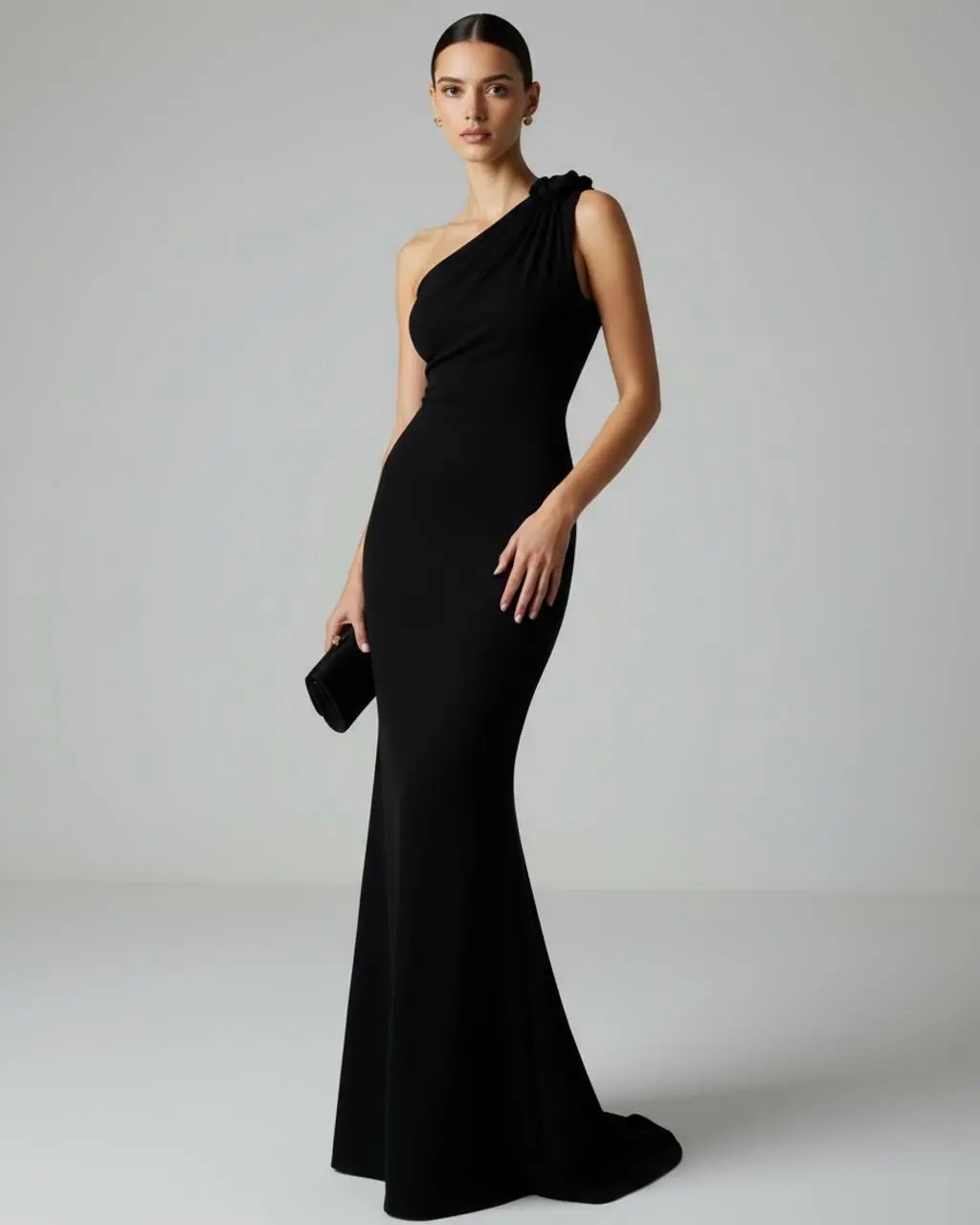 One-Shoulder Draped Slim-Fit Long Gown SOLACE