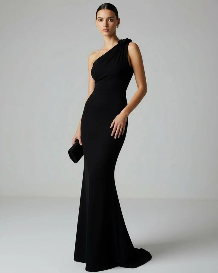 One-Shoulder Draped Slim-Fit Long Gown SOLACE