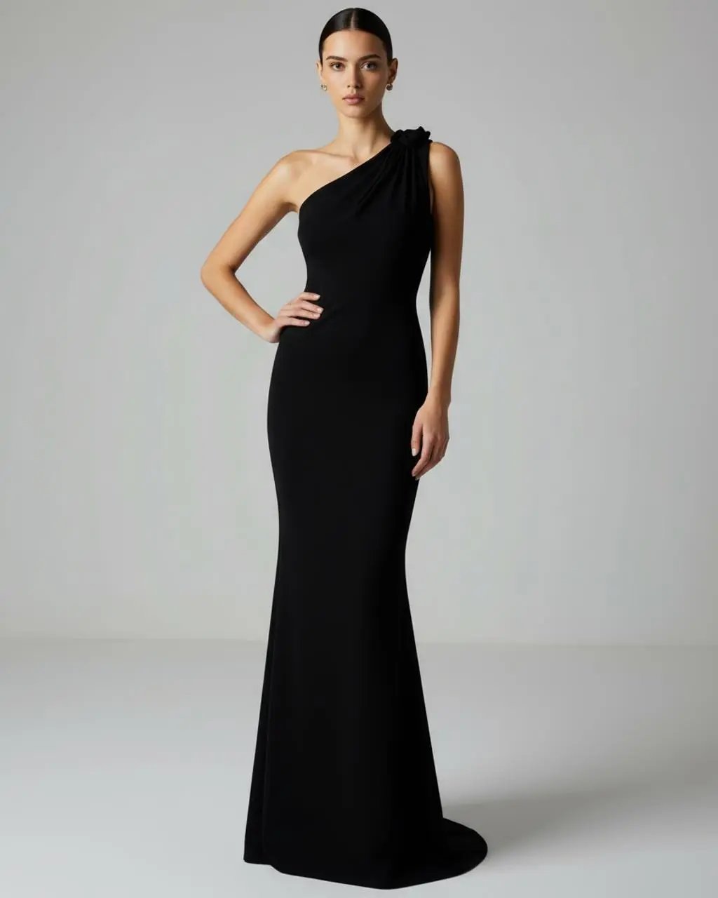 One-Shoulder Draped Slim-Fit Long Gown SOLACE