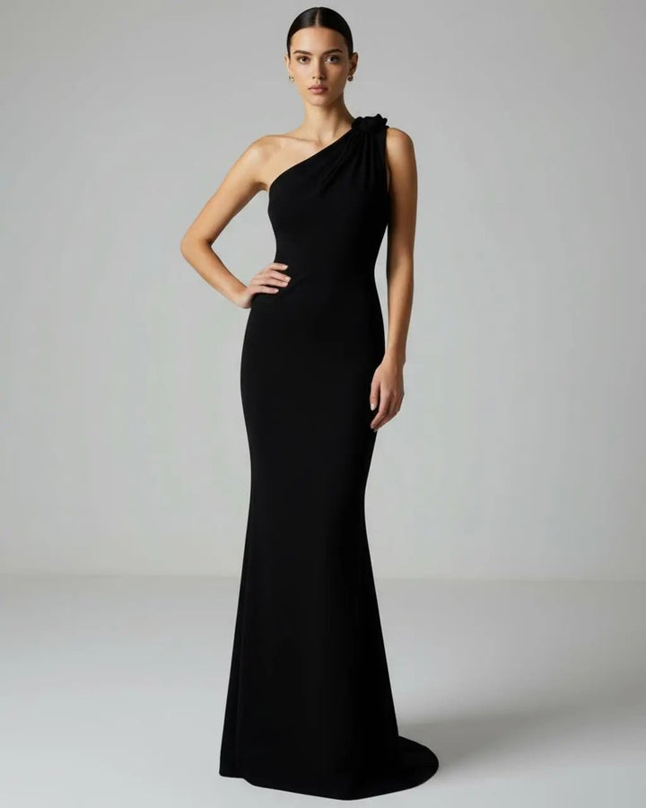 One-Shoulder Draped Slim-Fit Long Gown SOLACE