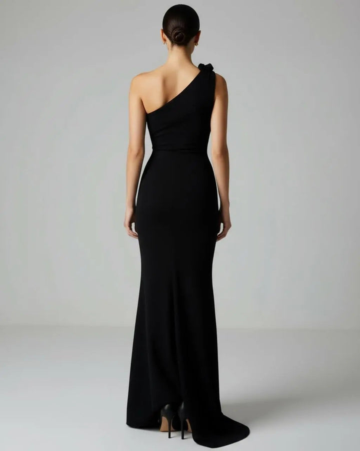 One-Shoulder Draped Slim-Fit Long Gown SOLACE