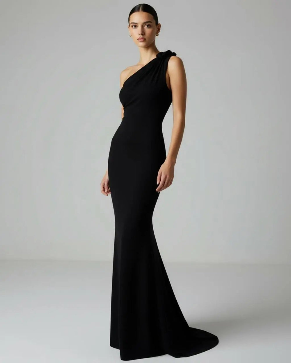One-Shoulder Draped Slim-Fit Long Gown SOLACE