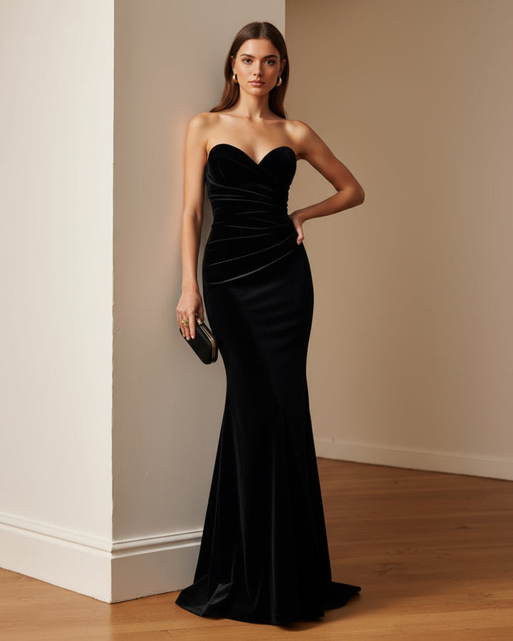 Black Velvet  Bandeau Maxi Dress SOLACE
