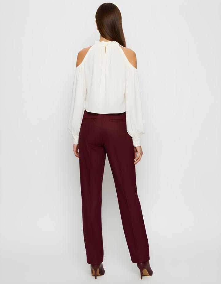 Cold Shoulder Halter Balloon-Sleeve Top SOLACE