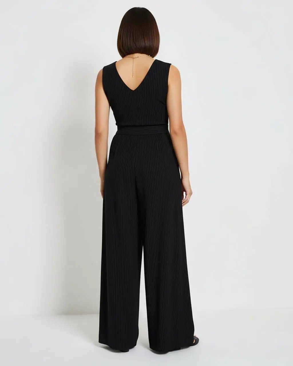 Pinstripe Vest Wide Leg Jumpsuit SOLACE