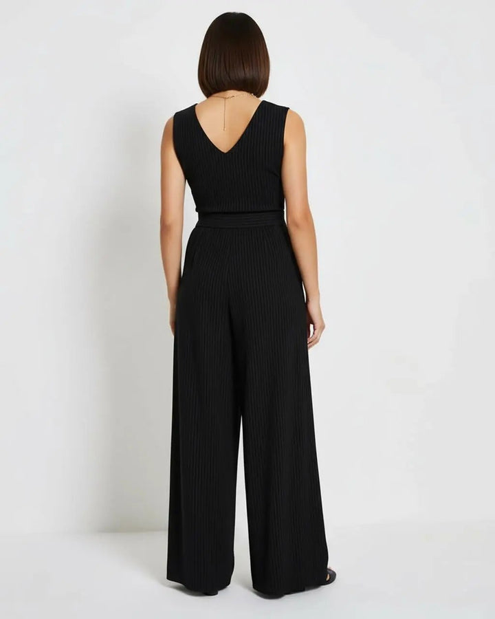 Pinstripe Vest Wide Leg Jumpsuit SOLACE