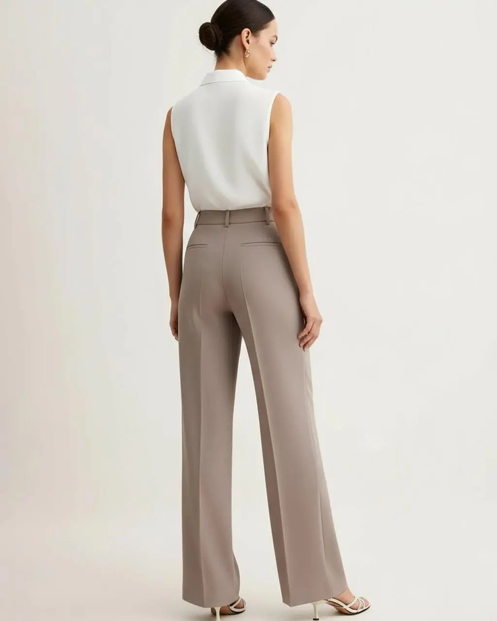 Gray High-Waist Pintuck Pants SOLACE