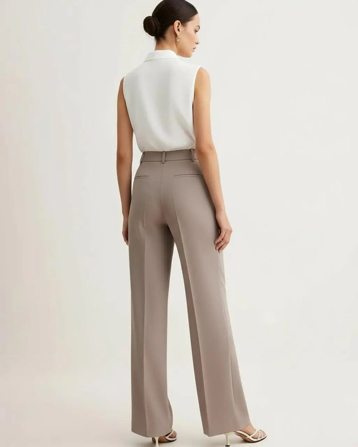Gray High-Waist Pintuck Pants SOLACE