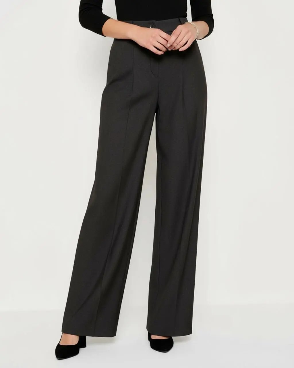 Gray High-Waist Wide-Leg Suit Pants SOLACE
